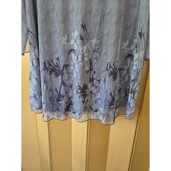 Sese Code Blouse Tunic Top Women 2XL Sheer Sleeve Round Neck Casual Comfort Gray - Picture 6 of 10